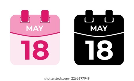 May 18 flat daily spiral calendar icon date vector image in matching color scheme. Suitable and perfect for design material, such as event or reminder. The best editable graphic resources.