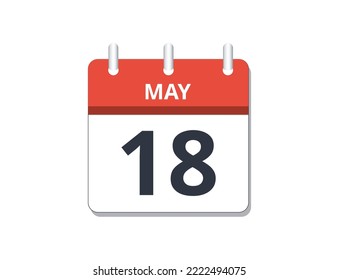 May 18th calendar icon vector. Concept of schedule, business and tasks
