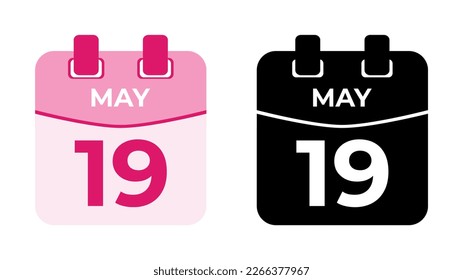 May 19 flat daily spiral calendar icon date vector image in matching color scheme. Suitable and perfect for design material, such as event or reminder. The best editable graphic resources.