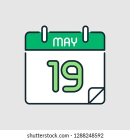 May 19. Flat icon calendar isolated on gray background. Vector illustration.