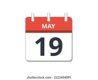 May 19th calendar icon vector. Concept of schedule, business and tasks
