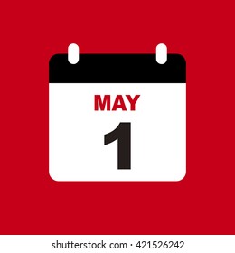 May 1,calendar icon.International Workers' Day.