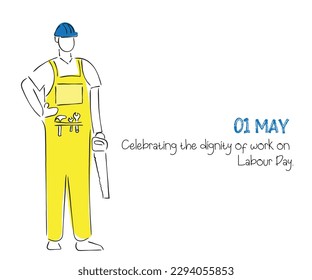 may 1st is the day we celebrate labor day. Labour day line art vector.