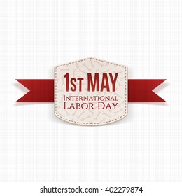 May 1st decorative Banner with red Ribbon