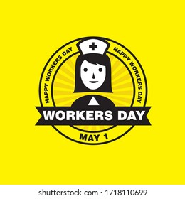 May 1st happy Workers day logo black. Eps 10 