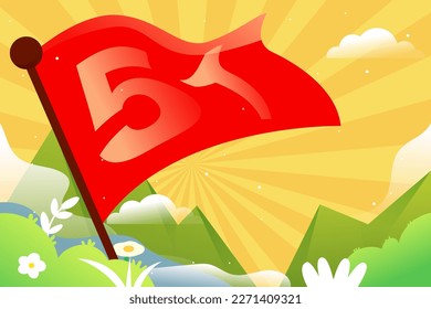 May 1st International Labor Day, workers of various professions communicating, background with buildings and plants, vector illustration