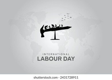 May 1st International labour day vector image. Social media design and working workers.