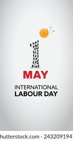 May 1st International labour day vector image. Social media design and working workers.