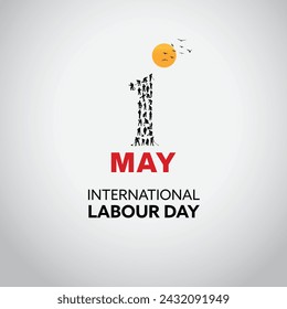 May 1st International labour day vector image. Social media design and working workers.