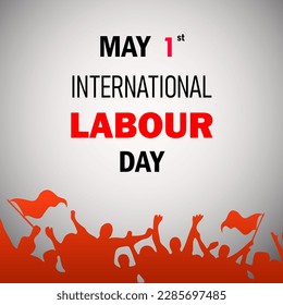 May 1st international workers day labour celebration, black and red color design with protest