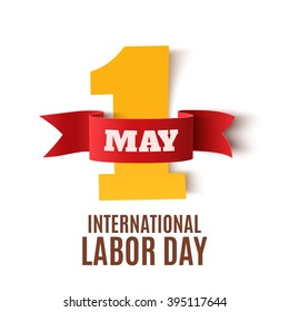 May 1st. Labor Day background. Poster, greeting card or brochure template isolated on white. Vector illustration.