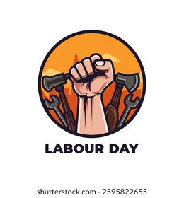 May 1st Labor Day Theme. Workers Celebrate with Construction Symbols