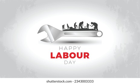 Imagen vectorial del Día del Trabajo del 1 de mayo. Diseño de medios sociales y trabajadores.