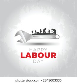 Imagen vectorial del Día del Trabajo del 1 de mayo. Diseño de medios sociales y trabajadores.
