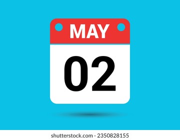 May 2 Calendar Date Flat Icon Day 2 Vector Illustration