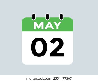  May 2 calendar icon Date Month calendar icon vector illustration
