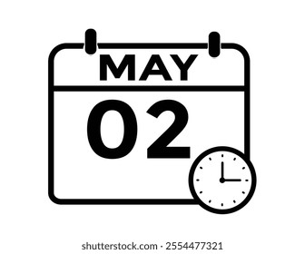  May 2 calendar icon Date Month calendar icon vector illustration
