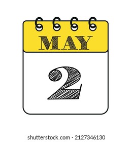 May 2 calendar icon. Vector illustration in flat style.