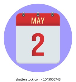 May 2. Vector flat daily calendar icon. Date and time, day, month 2018. Holiday. Season.