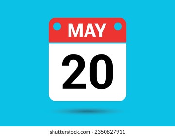 May 20 Calendar Date Flat Icon Day 20 Vector Illustration