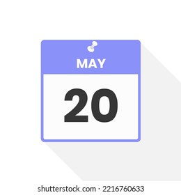 May 20 calendar icon. Date,  Month calendar icon vector illustration