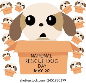 May 20 is NATIONAL RESCUE DOG day Vector illustration. 
Good for banner, poster, greeting card, party card, invitation, template, advertising, campaign, and social media. 

