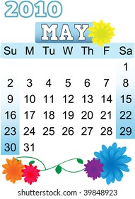 May 2010 Month Calendar Flora Flower theme