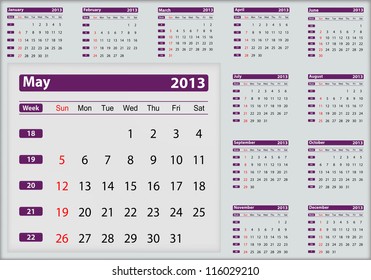May 2013 calendar highlighting