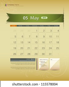 May 2013 calendar ribbon design, vector illustration