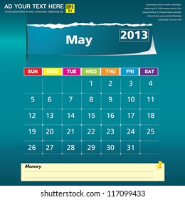 May 2013 calendar vector illustration