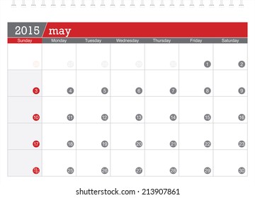 May 2015 planning calendar