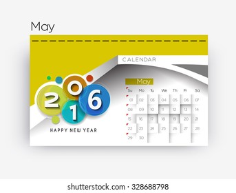 May 2016 calendar design.