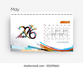 May 2016 calendar design.