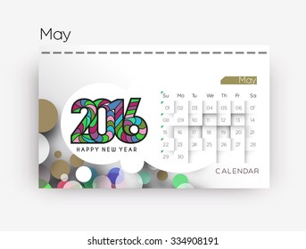 May 2016 calendar design.