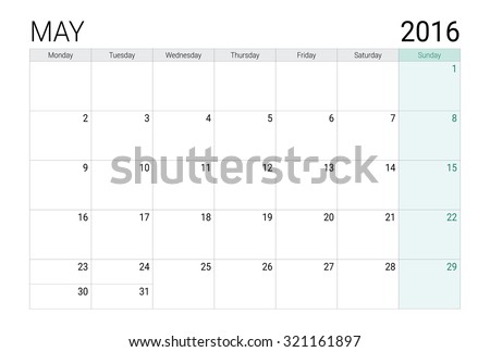 May 2016 calendar (or desk planner)