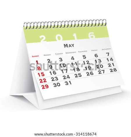 May 2016 desk calendar - vector illustration