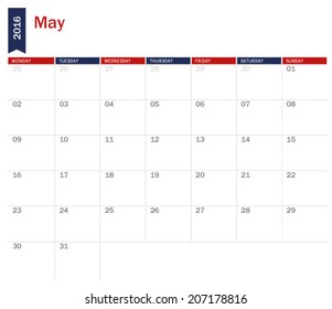 May 2016 - planning calendar 