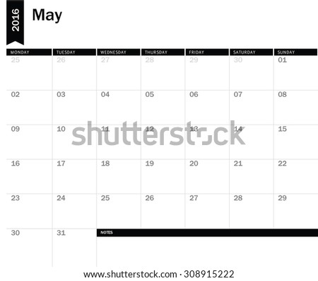 May 2016 - planning calendar 