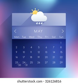 May: 2016 UI Calendar In Modern Style : Vector Illustration