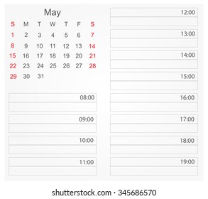 May 2016.Calendar planner 2016.Calendar vector template.
