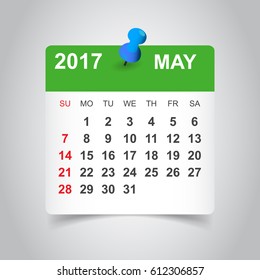 May 2017 calendar. Business vector illustration.