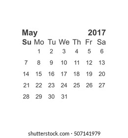 May 2017 Calendar Icon Vector flat design style