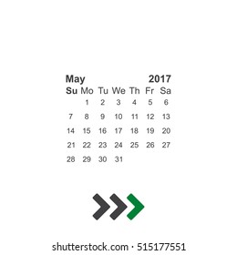 May 2017 Calendar Icon Vector flat design style