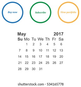 May 2017 Calendar Icon Vector flat design style