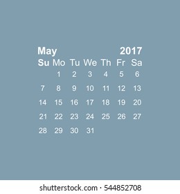 May 2017 Calendar Icon Vector flat design style
