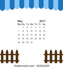 May 2017 Calendar Icon Vector flat design style