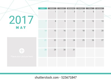 May 2017 calendar with space for your pictures
