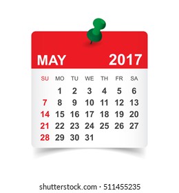 May 2017. Calendar vector illustration