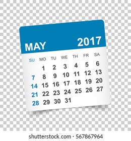 May 2017. Calendar vector illustration