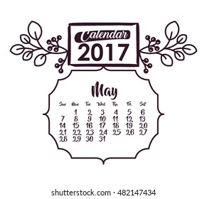 May of 2017 icon. Calendar planner and decoration theme. Black and white design. Vector illustration
